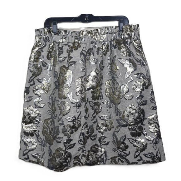 Eloquii Metallic Taupe Floral Brocade Mini Full Skirt 16 Party Wedding Event - Picture 3 of 9